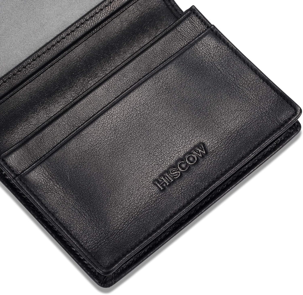 Funda de piel para tarjetas de visita para hombres y mujeres, piel de becerro italiana