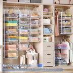 Organizador de armario colgante de profundidad extendida de 6 niveles, estantes colgantes de almacenamiento con ganchos para colgar ropa, suéteres, toallas, bolsos, cubos de malla metálica apilables