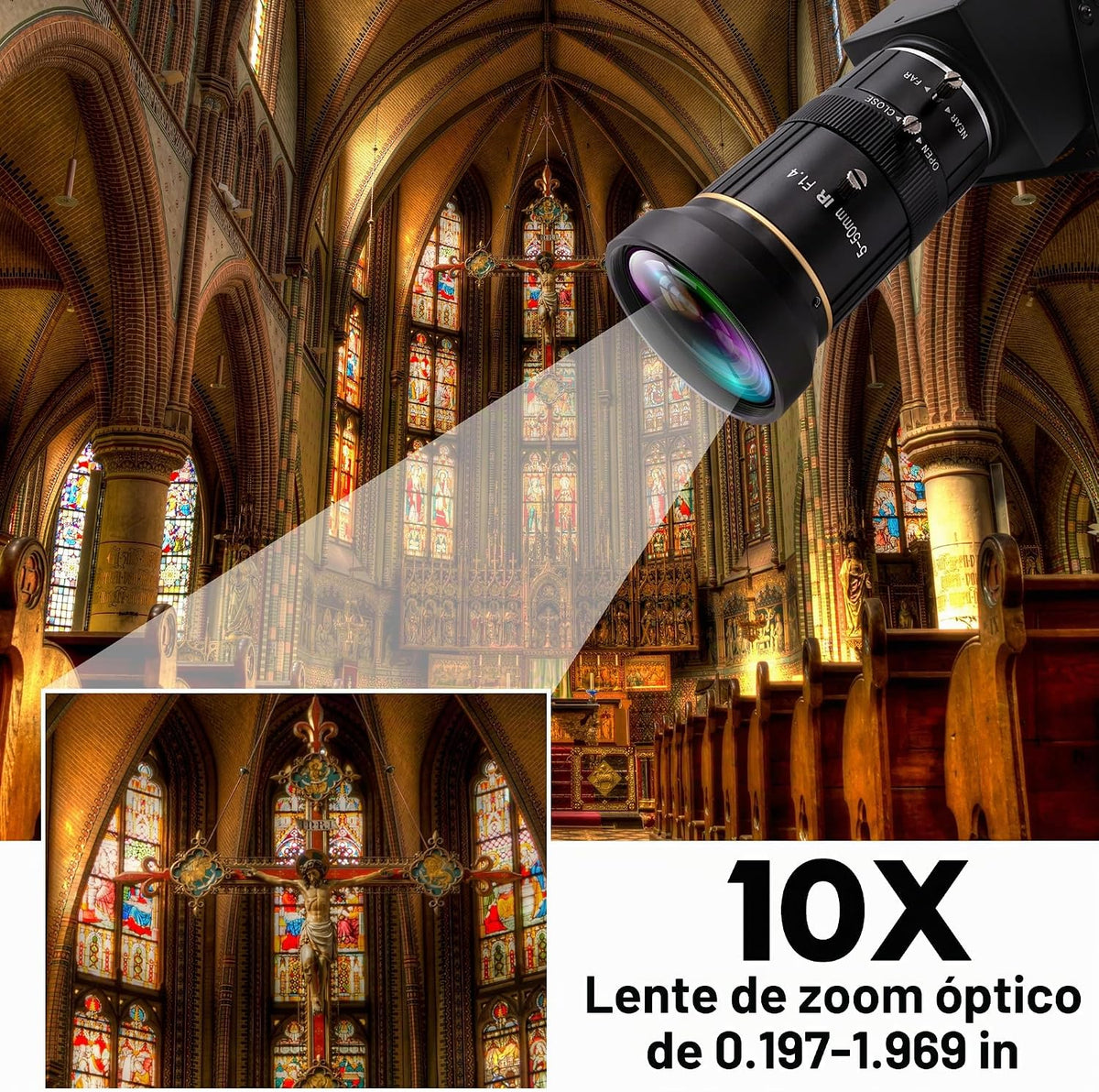 Cámara USB HDMI 4K para transmisión en vivo 10X enfoque variable PC Webcam USB HDMI Salida simultánea videoconferencia Primer plano Zoom dentro y fuera Cámara web para enseñanza en línea
