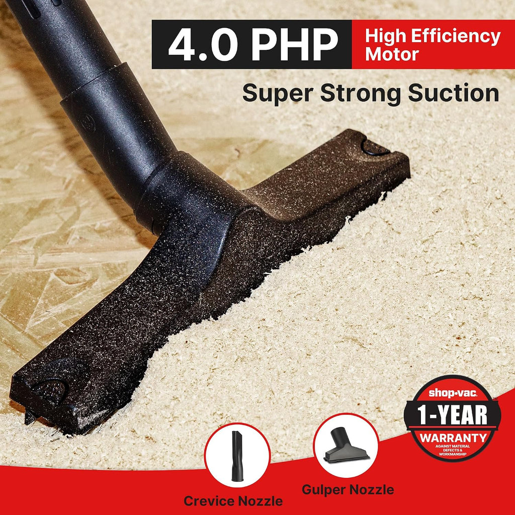 Shop-Vac Aspiradora húmeda/seca HP de 6 galones y 4.0 picos, para montaje