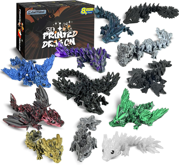 Cybermaker Juego de 12 Piezas de Dragón Impreso en 3D