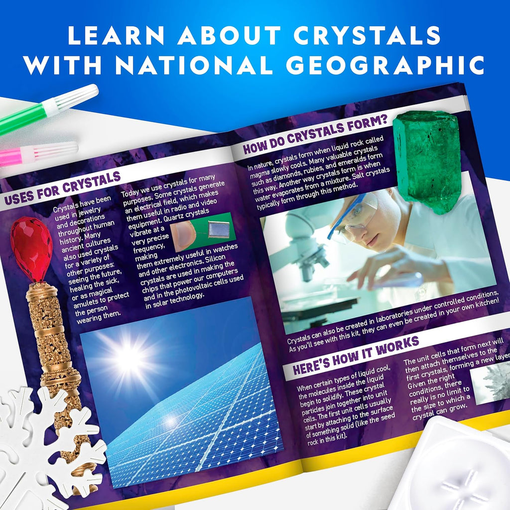 Kits de manualidades National Geographic para niños - Kit de cultivo de cristales, haz crecer 6 árboles de cristales en solo 6 horas, kit de manualidades educativas con suministros de arte, espécimen
