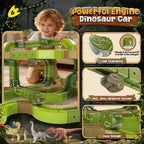 Juego de tren eléctrico de dinosaurio para niños, 90 piezas de