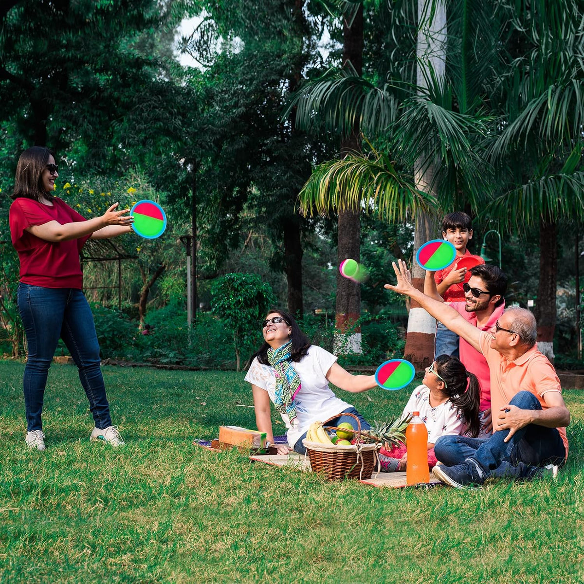 Juego de pelota para tirar y atrapar, juguetes al aire libre para niños, juegos de patio, juguetes de playa, juegos al aire libre para niños y niñas de 3 4 5 6 7 8 9 10 años (mejorado)