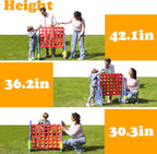 SDADI - Juego Jumbo de 4 en fila, juego gigante de 4 a puntuación con altura ajustable (0.76-1.07 m) para niños y adultos, juego de conexión para interiores y exteriores con deslizador de liberación
