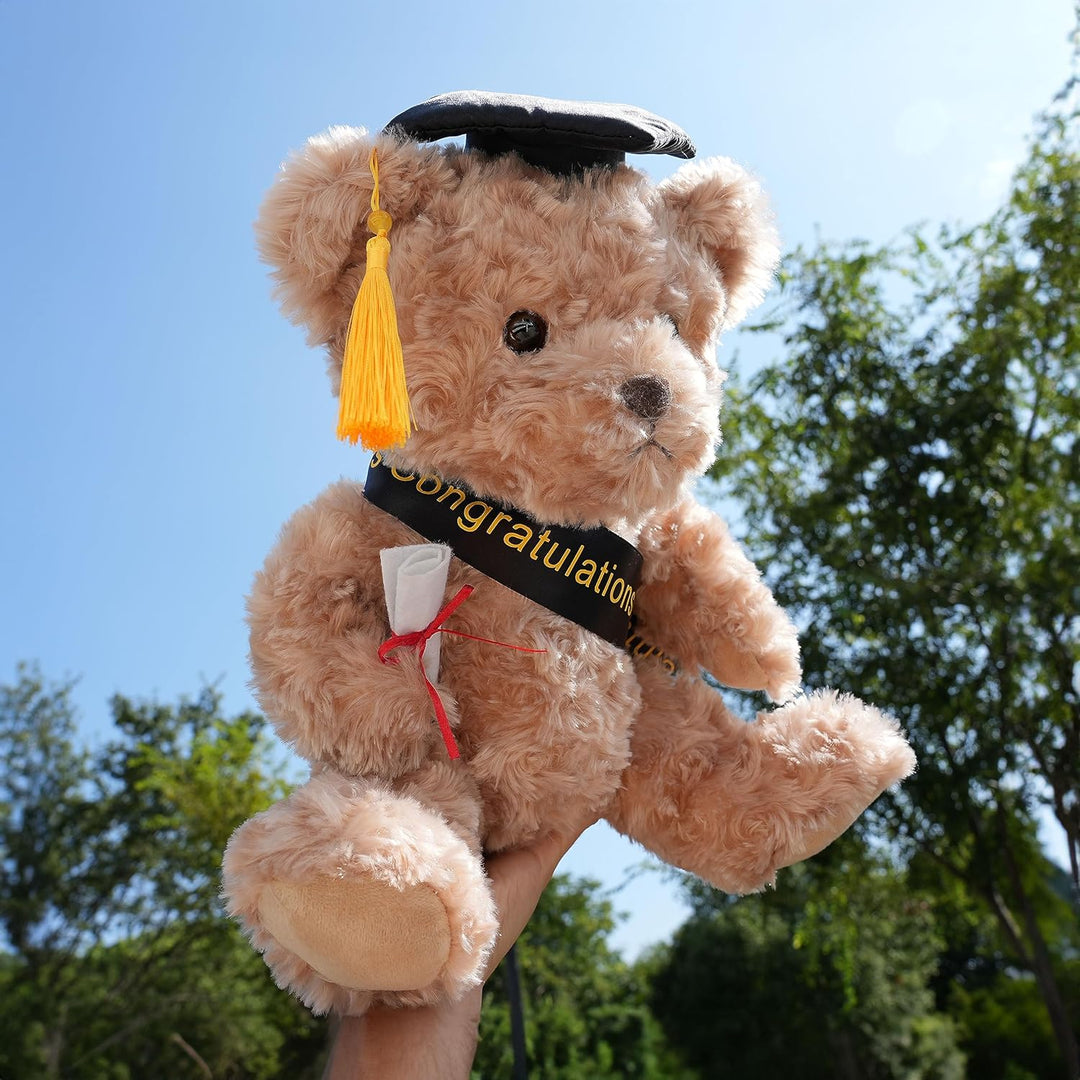 WEIGEDU Oso de peluche de regalo de graduación con gorra, banda y d...