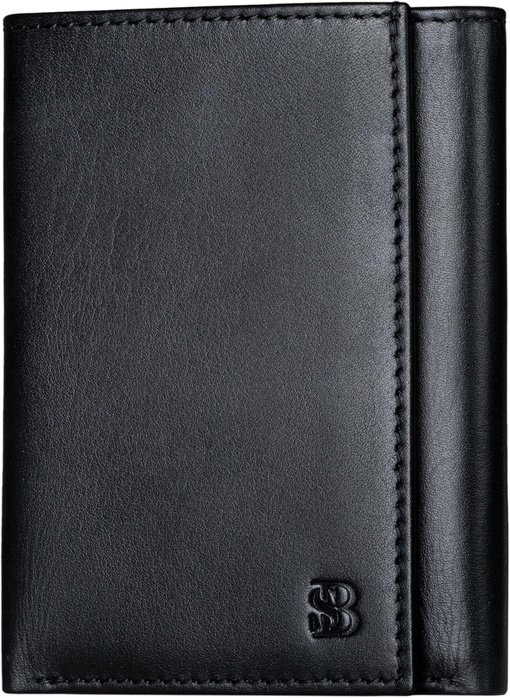 SERMAN BRANDS Billetera tríptica para hombres - Cuero genuino con b...