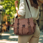 Bolsa bandolera de hombro de lona LEATHER VILLAGE para hombres y mujeres – Elegante bandolera estilo mochila para oficina, viajes y uso diario
