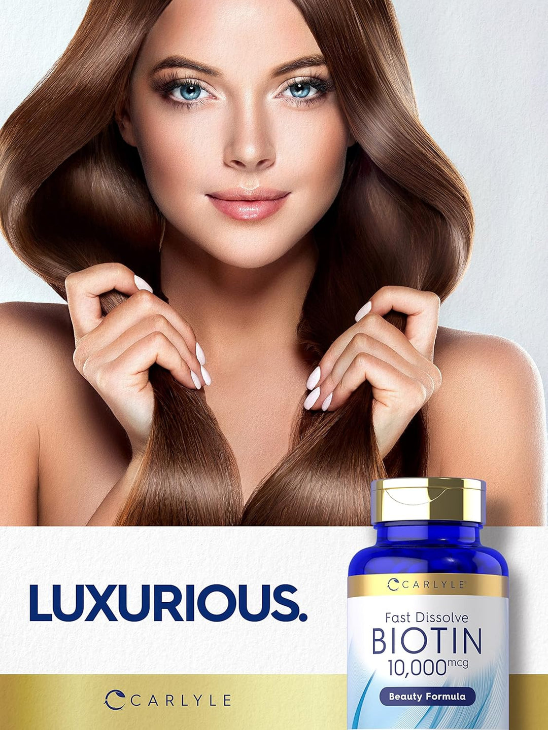 Carlyle Biotin 10000 mcg | 250 tabletas de rápida disolución | Fuer...