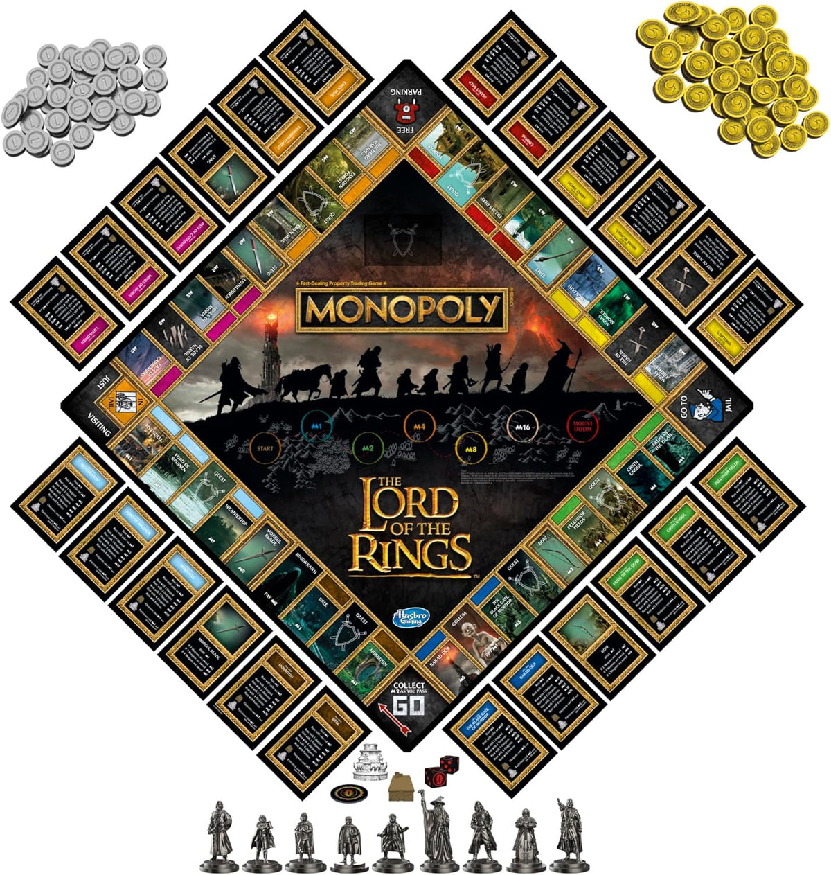 Juego de mesa Hasbro Gaming Monopoly: The Lord of The Rings Edition inspirado en la trilogía de la película, juega como miembro de The Fellowship, a partir de 8 años (exclusivo de Amazon)