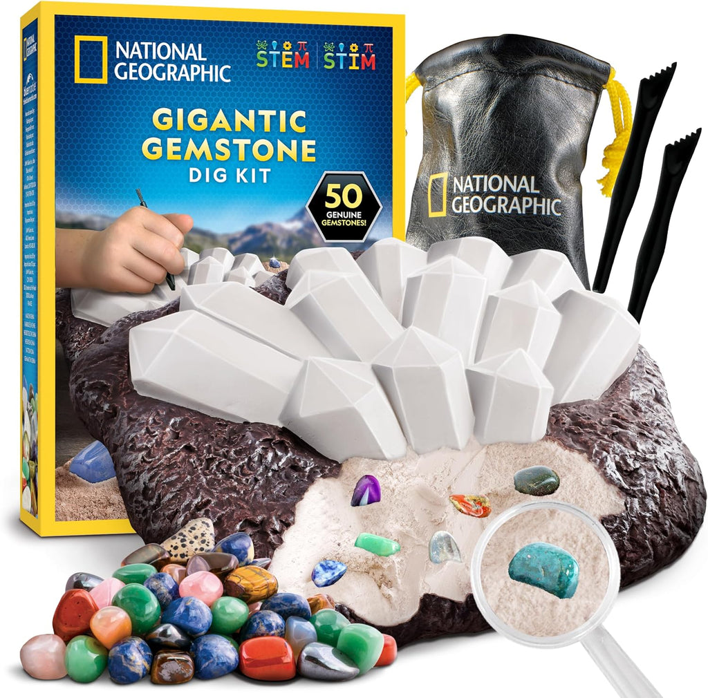 National Geographic Gigantic Gemstone Dig Kit con 50 Real Gemstones