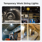 Cadena de luz de aluminio de 100 pies y 250 W, luz de construcción temporal