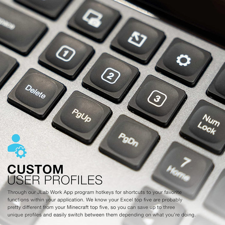 JLab, Epic, teclado inalámbrico, Bluetooth 5.2, USB Dongle, multidi...
