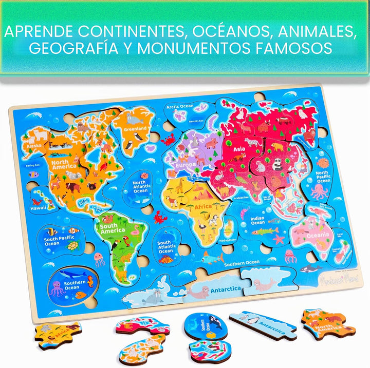 Montessori Mama Rompecabezas de madera para niños de 4 a 6 años, Es...