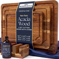 Juego de tablas de cortar de acacia de 3 piezas no tóxicas con soporte