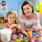 Cubo de Slime de Mantequilla Lechosa de 4 LB como Regalo para Niñas, FunKidz 64 FL OZ Kit de Juguete de Slime Blanco Suave Enorme Preelaborado Perfumado con 29 Complementos Variados, Regalo de