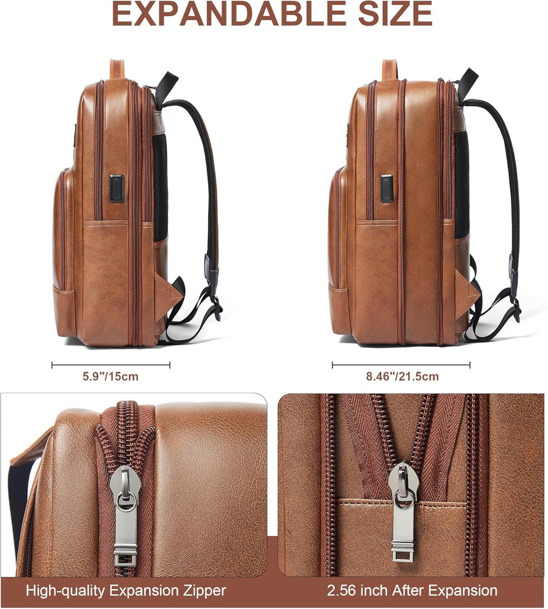 Mochila de cuero Shrrie para laptop para mujeres y hombres, mochila...