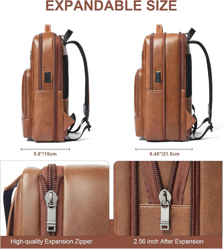 Mochila de cuero Shrrie para laptop para mujeres y hombres, mochila...