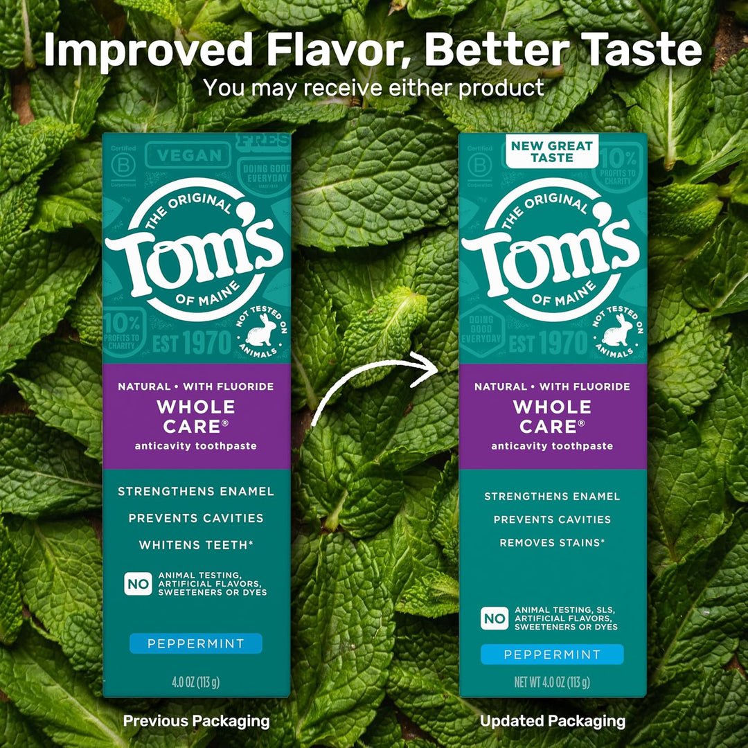 Tom's of Maine Whole Care Pasta de dientes natural con flúor, m...