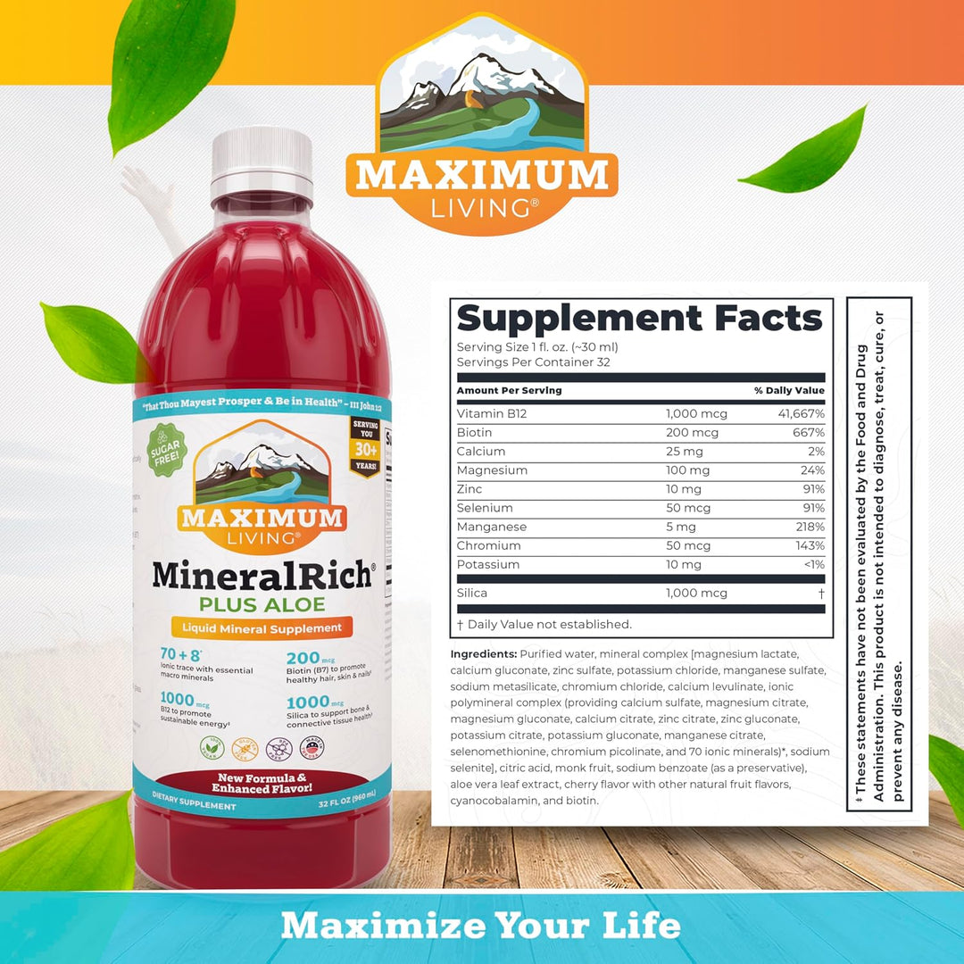 Maximum Living MineralRich Minerals Suplemento con aloe - Mezcla lí...