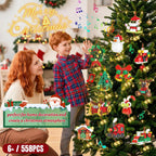 Calendario de Adviento 2026, adornos de Navidad, juego de construcción compatible con Lego, campanas colgantes, corona de Papá Noel, pan de jengibre, reno, 12 modelos