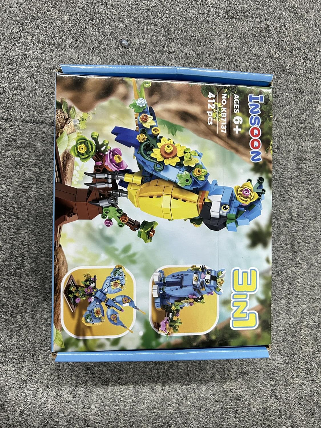 Juego de construcción 3 en 1 diseño de flores gatos loros
