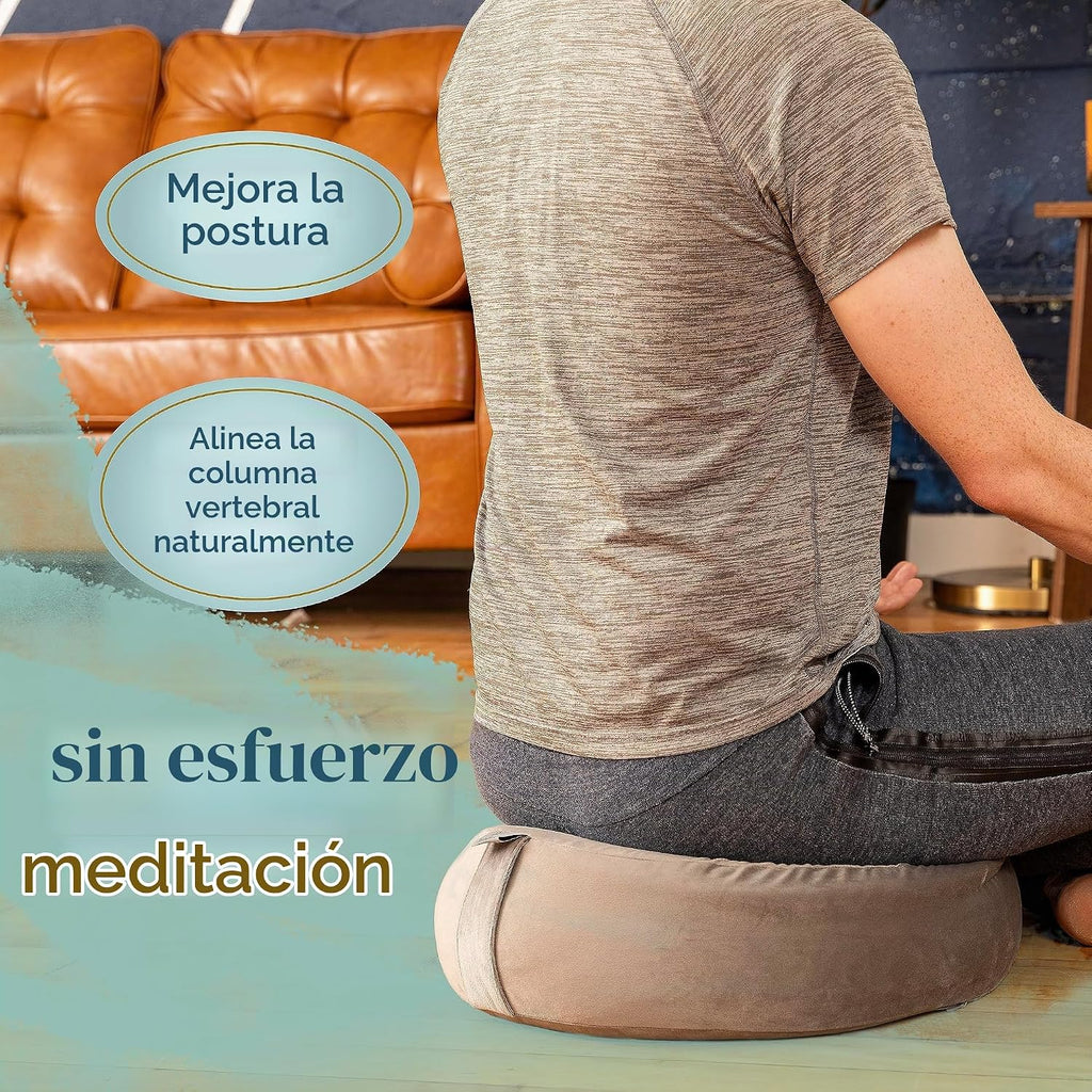 Florensi - Cojín de meditación - Cómoda almohada de suelo - Tradicional almohada de meditación tibetana con hermosa cubierta de terciopelo - Cojín de suelo grande para sentarse para adultos - Respaldo