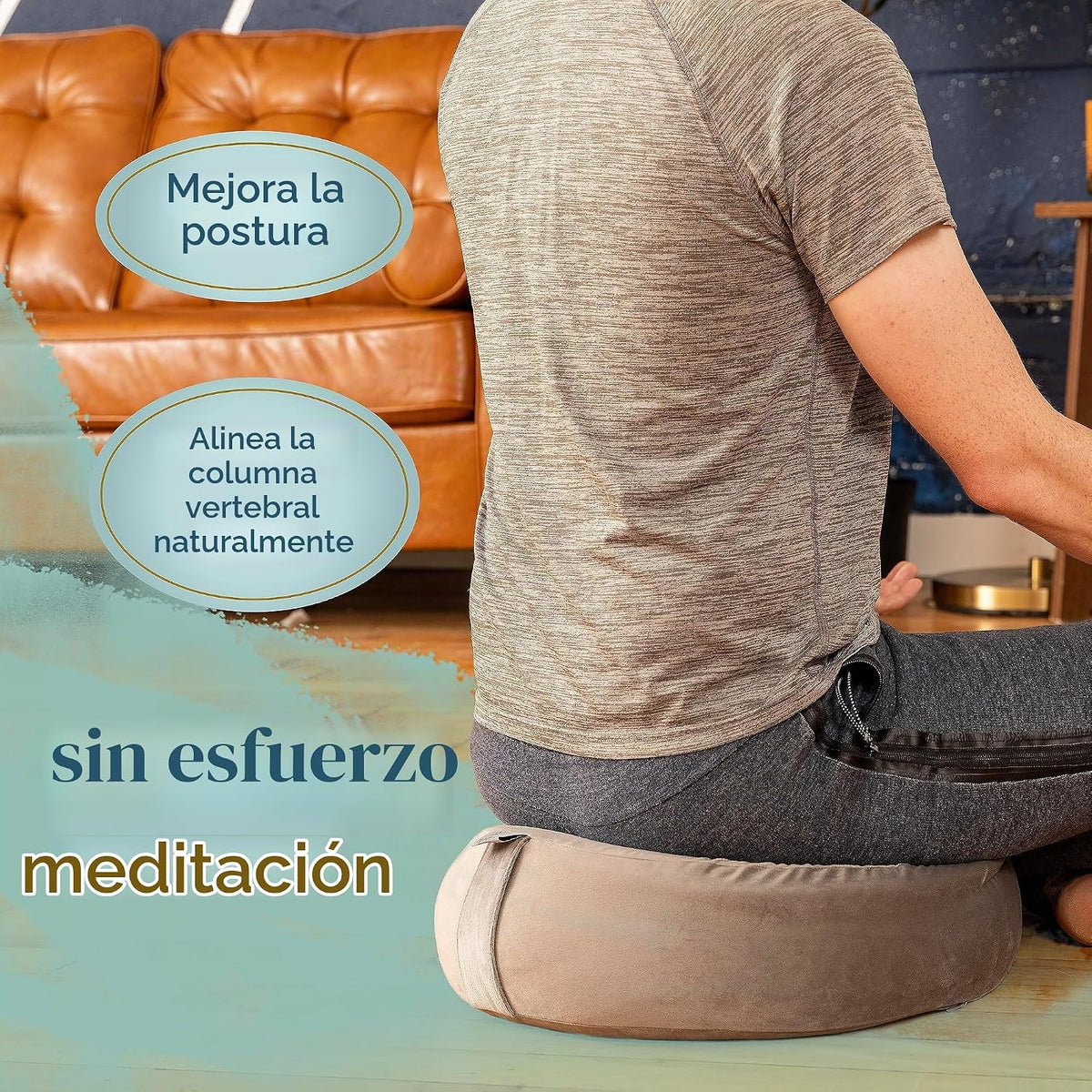 Florensi - Cojín de meditación - Cómoda almohada de suelo - Tradicional almohada de meditación tibetana con hermosa cubierta de terciopelo - Cojín de suelo grande para sentarse para adultos - Respaldo