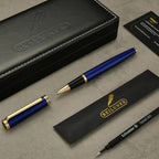 BEILUNER Bolígrafo de Bola de Lujo, Ribete de Oro de 24K, Diseños Nobles y Elegantes, Repuesto de Tinta Schneider, El Mejor Juego de Regalo de Bolígrafo de Bola para Hombres y Mujeres, Profesional