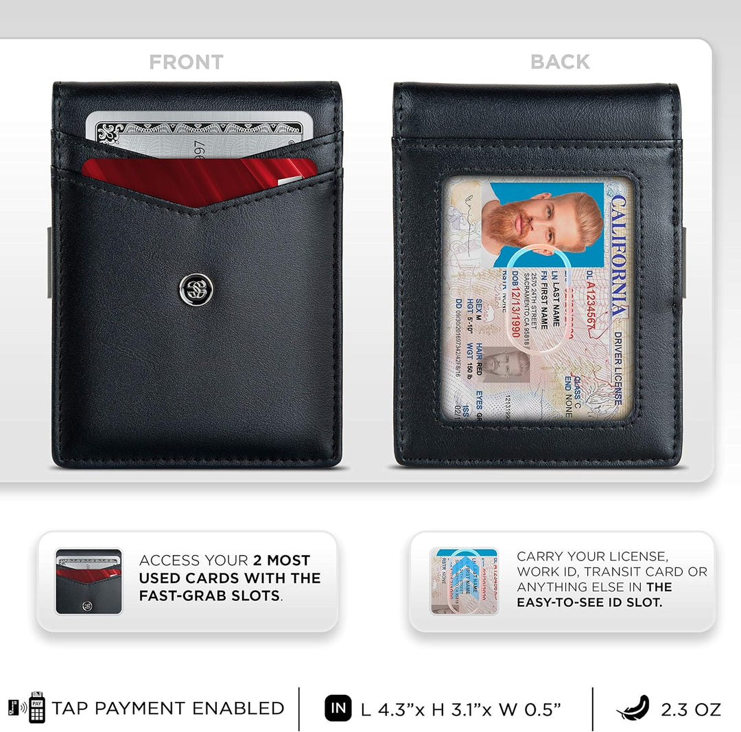 Suavell Billeteras delgadas para hombres. Cartera plegable minimali...