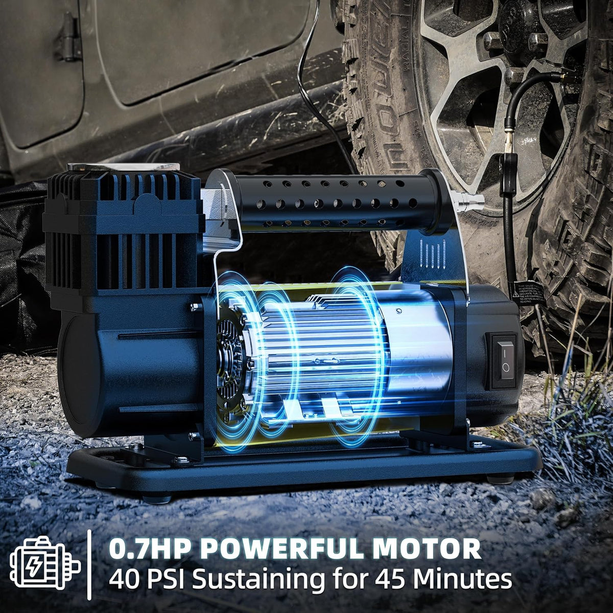 SAMOUT Compresor de aire de 12 V, inflador portátil 7.06 CFM, bomba...