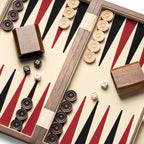 Juegos de backgammon de nogal natural prémium de 14.5 pulgadas para adultos, 30 damas de madera, 2 tazas de dados de nogal y 5 dados de madera, juego clásico de mesa de estrategia para dos