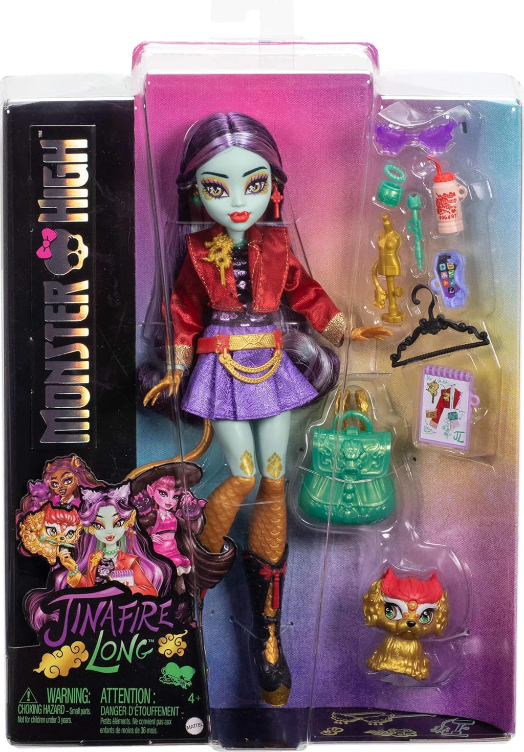 Monster High Jinafire muñeca larga Dragón con perro