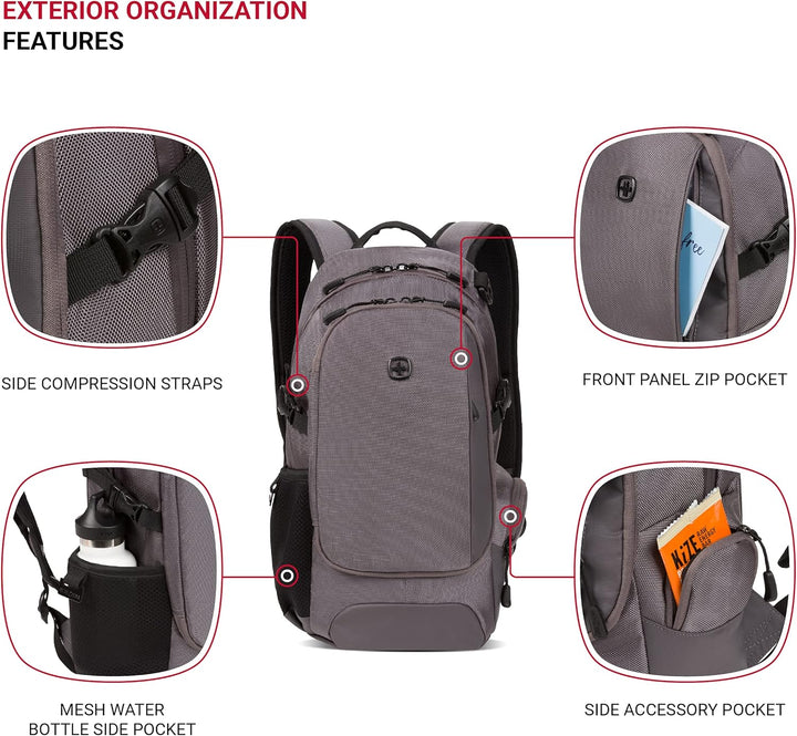 SwissGear 3598 Mochila de Día Estrecha, gris Ballistic