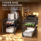 Simple Houseware Cajón organizador apilable de cesta deslizante, negro, 2 niveles