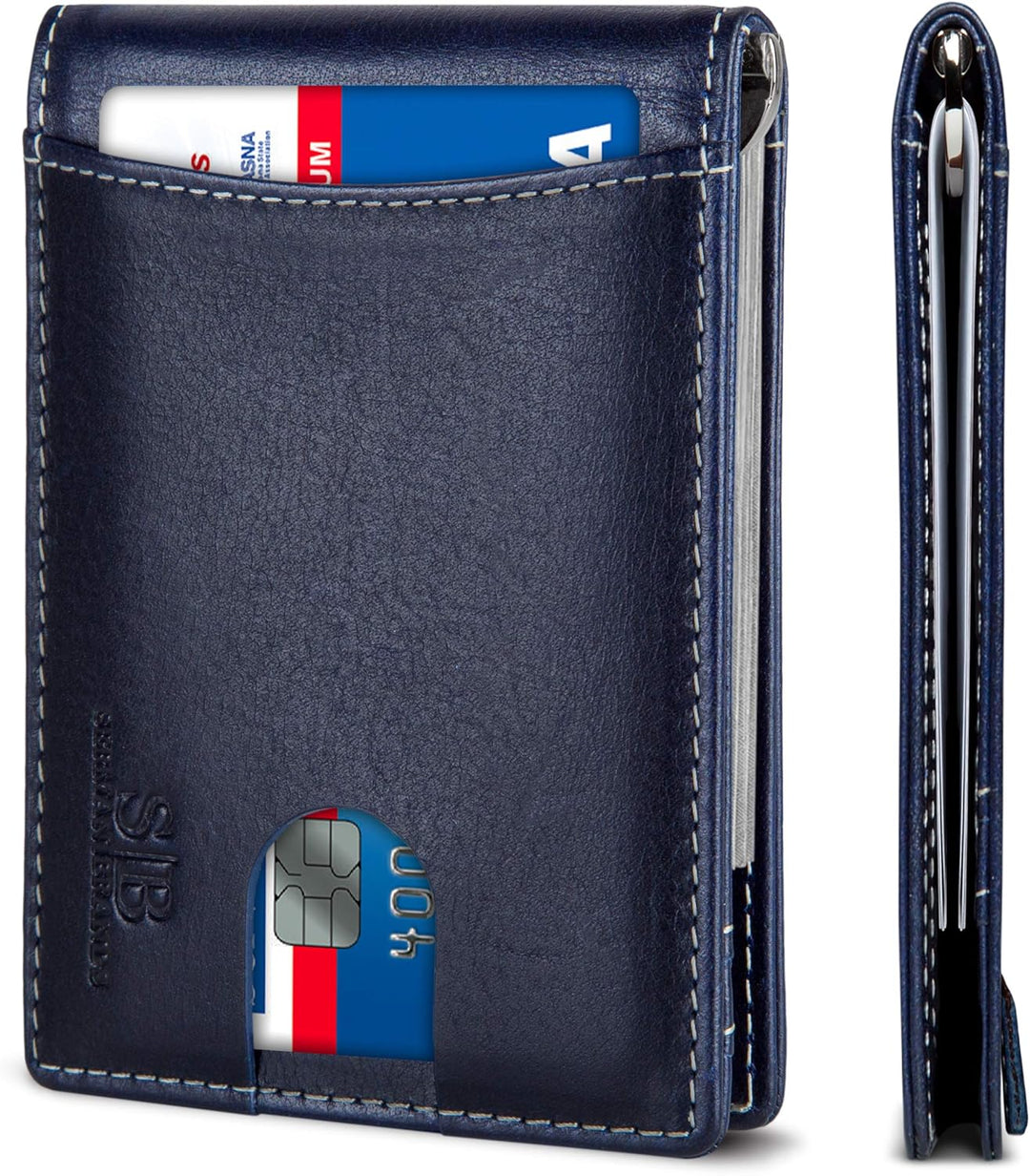 SERMAN BRANDS RFID Blocking Slim Bifold Genuine Leather Minimalist...