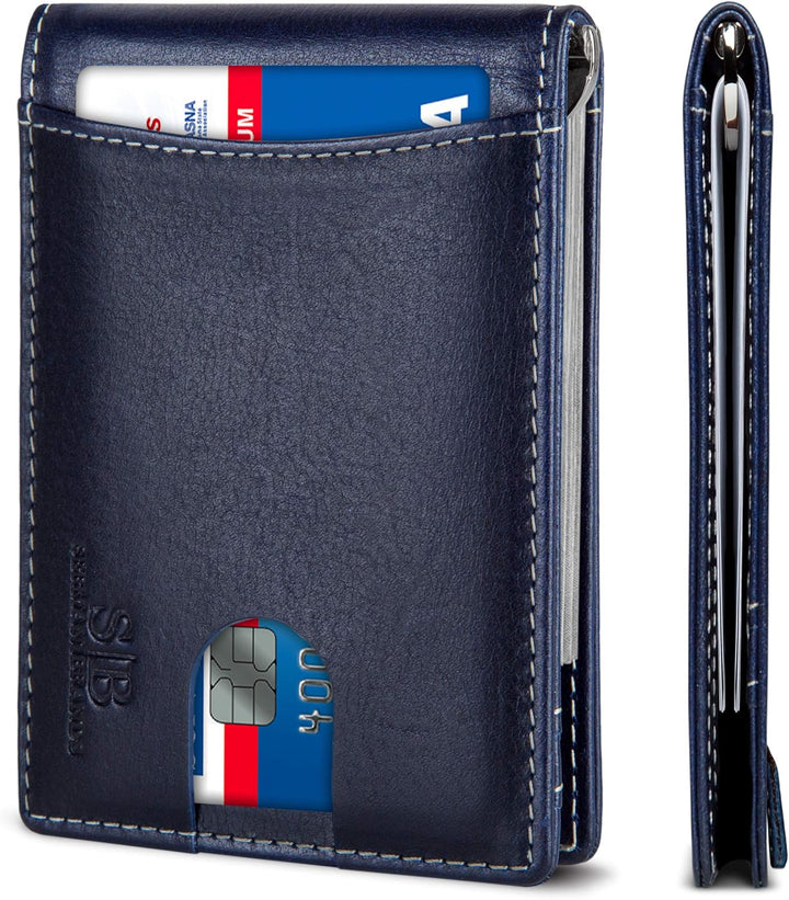 SERMAN BRANDS RFID Blocking Slim Bifold Genuine Leather Minimalist...