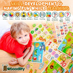 Paquete de 7 rompecabezas de madera para niños de 2, 3, 4, 5 años, 7 coloridos rompecabezas de madera gruesa para niños de 2 a 5 años, números en forma del alfabeto, frutas, animales marinos, dinosaurios, zoológico, juguetes educativos de aprendizaje para