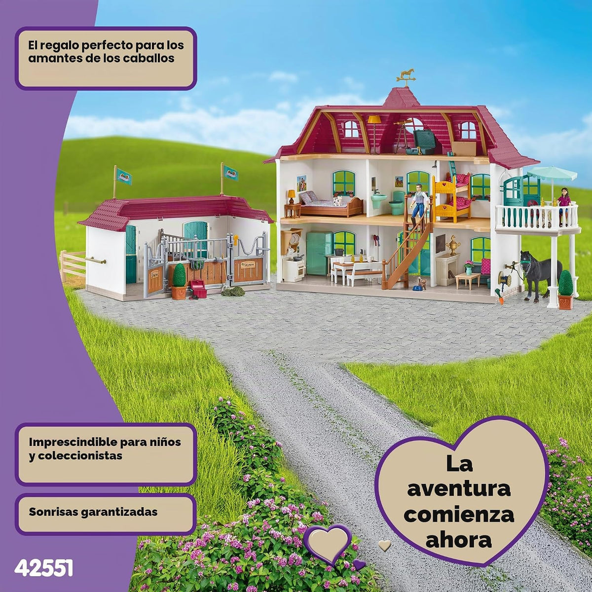 Schleich Horse Club - 192 piezas de casa de campo junto al lago y establo |