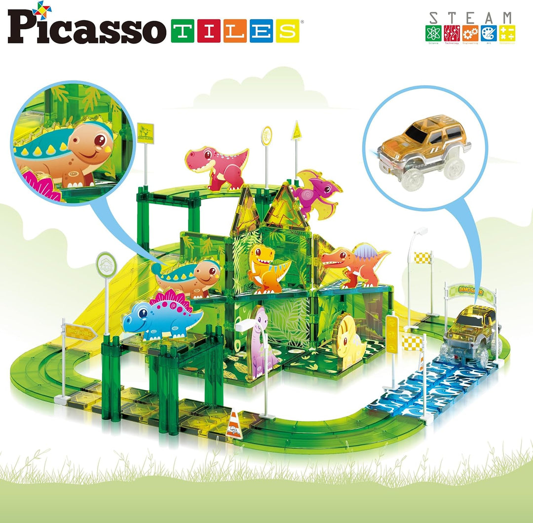 PicassoTiles PTR02 - Azulejos magnéticos de dinosaurio con 8 imanes...