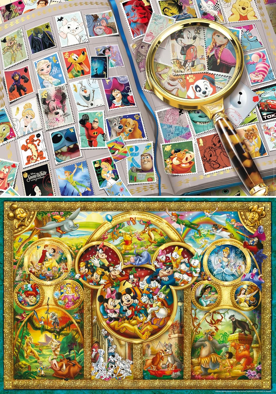 Ravensburger - Mundo mágico de Disney - Rompecabezas de 2 x 1000 piezas - Álbum de sellos # 1 - Mejores temas # 2 - Puzzles para adultos