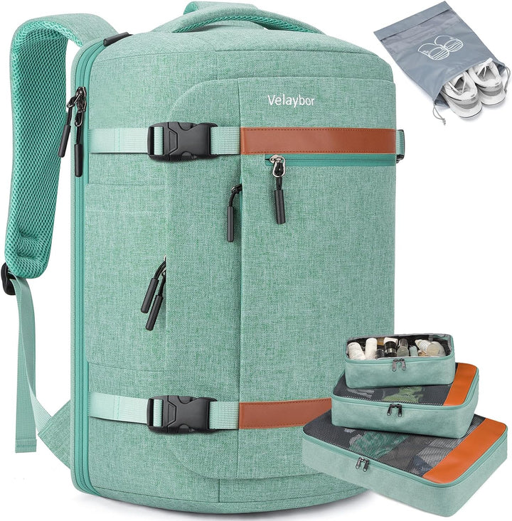 Mochila de viaje Velaybor 42L con 4 cubos de embalaje, bolsa de man...