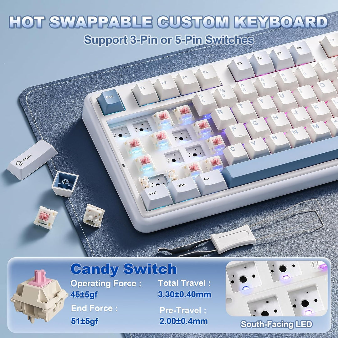 YUNZII B98 PRO QMK\/VIA Wireless Mechanical Gaming Keyboard, 96% La...