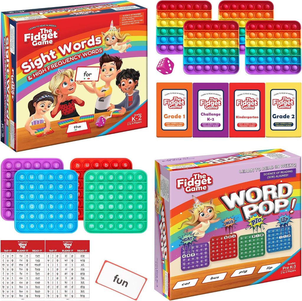 Fidget Game Ultimate Reading Bundle - Flashcards y Pop Fidget Toys