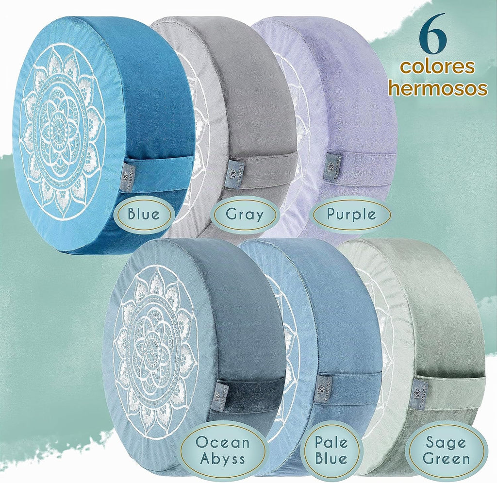 Florensi - Cojín de meditación - Cómoda almohada de suelo - Tradicional almohada de meditación tibetana con hermosa cubierta de terciopelo - Cojín de suelo grande para sentarse para adultos - Respaldo