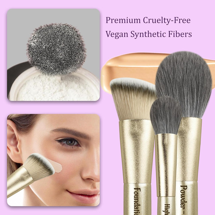 Jilier Juego de Brochas de Maquillaje de Viaje, 14 piezas Mini Broc...