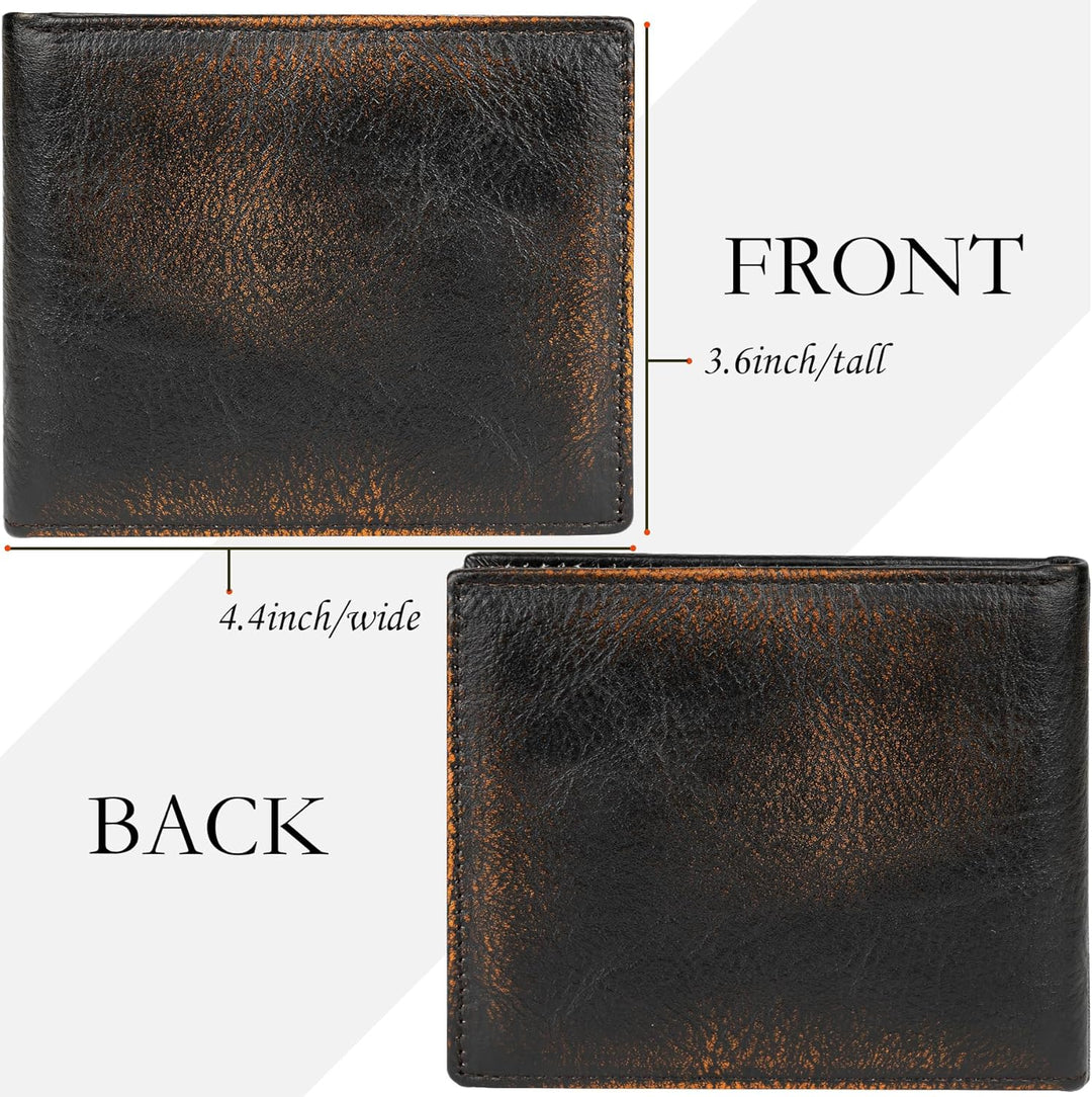 DK86 Cartera de cuero genuino para hombre, billetera biplegable con...
