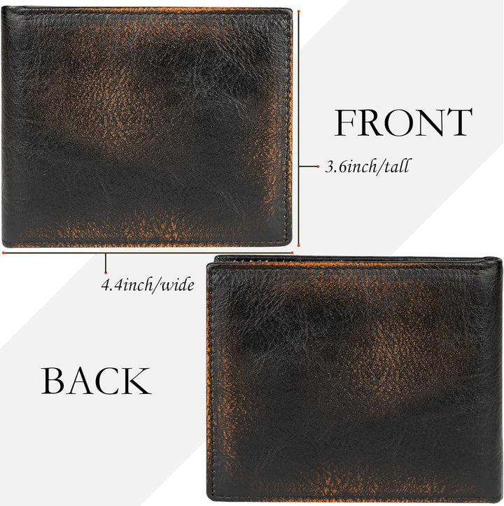 DK86 Cartera de cuero genuino para hombre, billetera biplegable con...