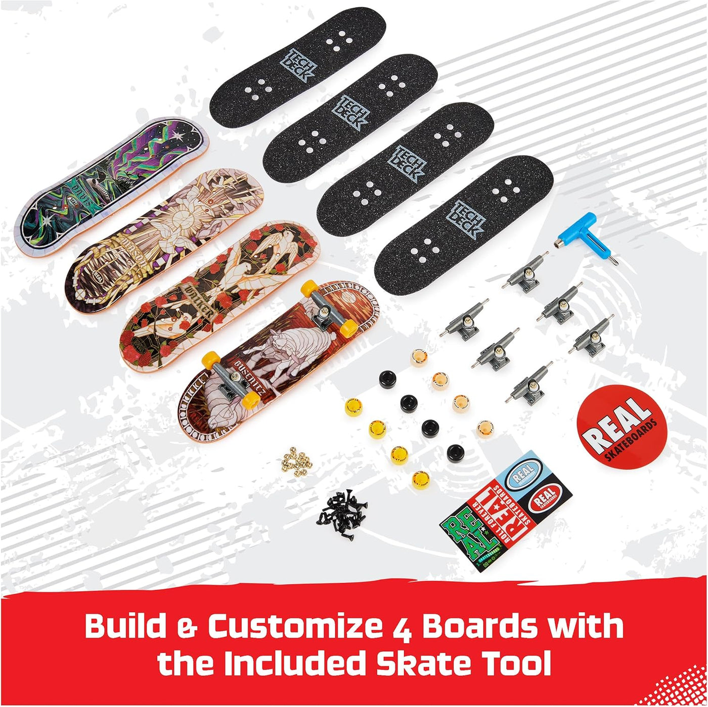 TECH DECK Ultra DLX - Juego de 4 patinetas reales mini