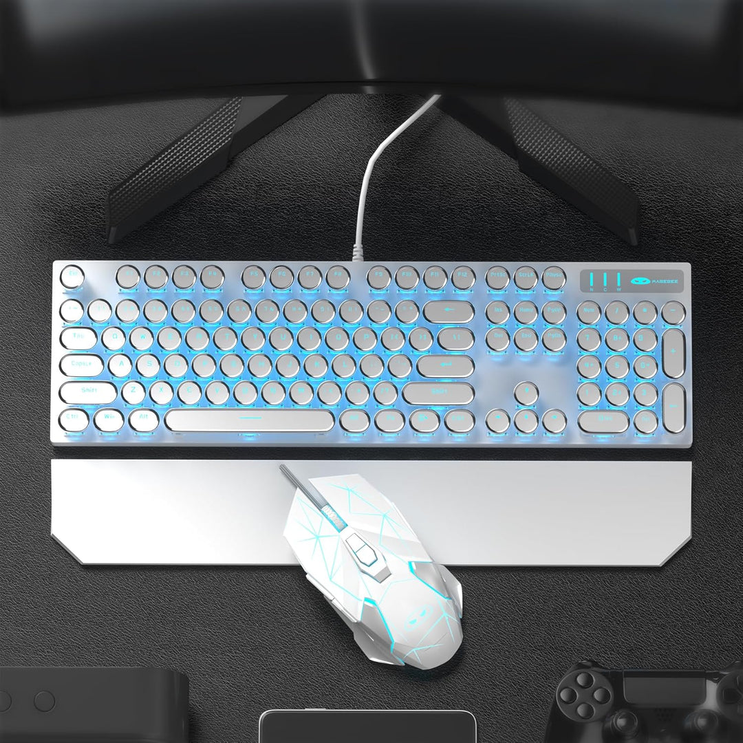 Combo de teclado y mouse retro de máquina de escribir, bonito tecla...